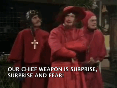 Shortcake reccomend nobody expects spanish inquisition