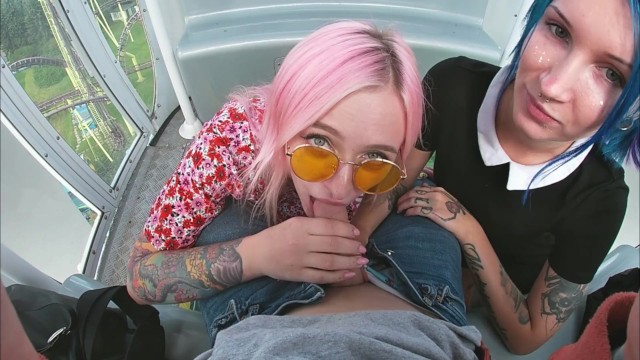 Risky ferris wheel blowjob slutty teens