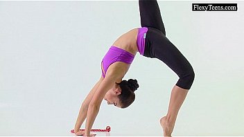 Sexy girl shows amazing gymnastic talents