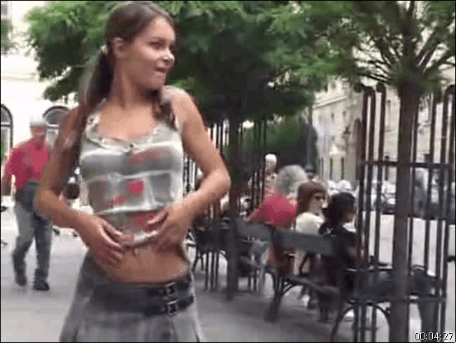 This teen nudist strips bare public